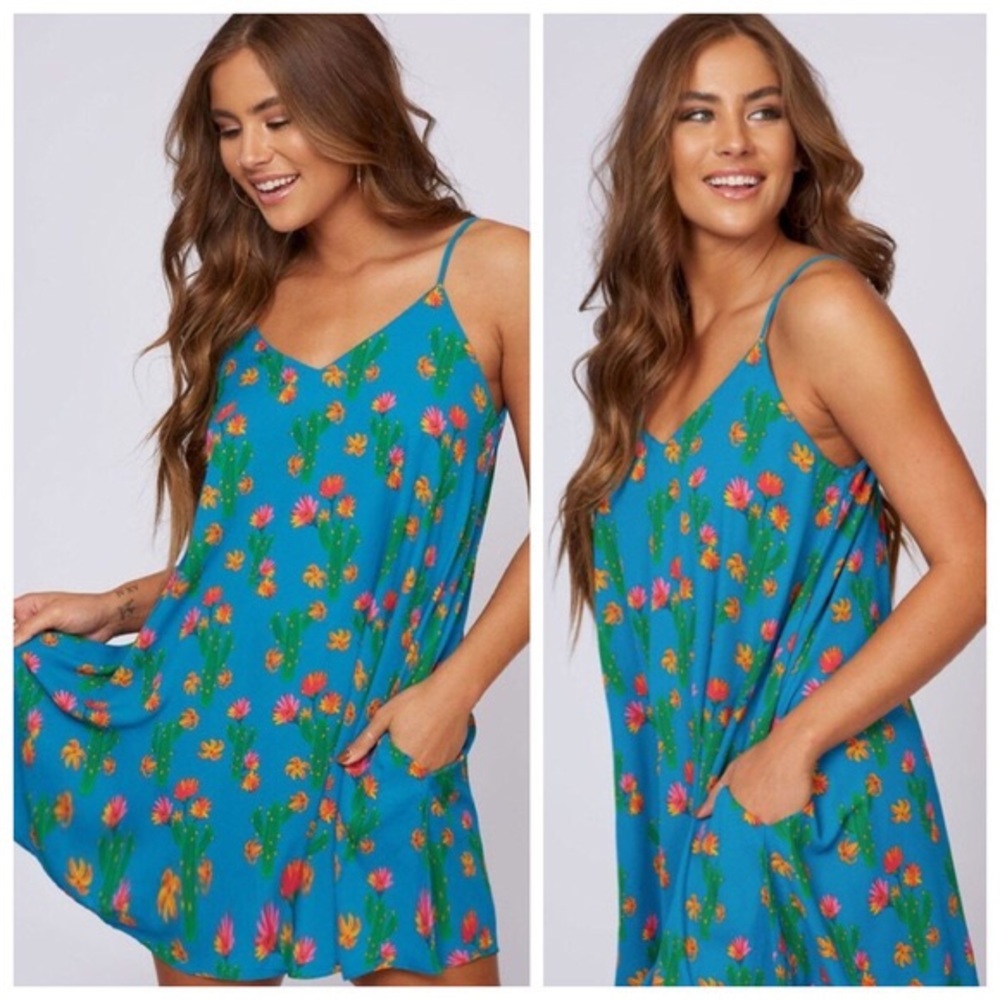 S,M,L | Teal cactus dress